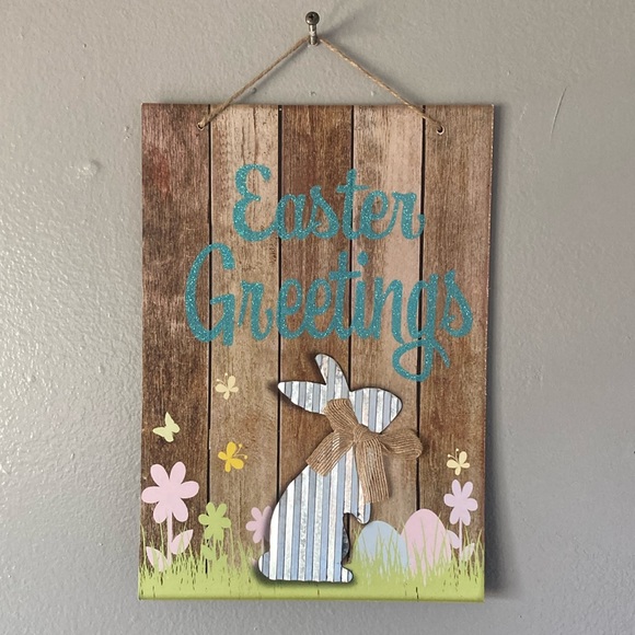 2/$20 NWT Beautiful Glittered Easter Blessings Die Cast Metal 🐇 Decoration Sign - Picture 6 of 17